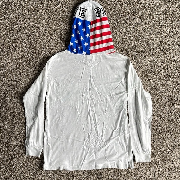 PINK Victoria’s Secret USA Hooded Long Sleeve Shirt - Size XS - Picture 4 of 4